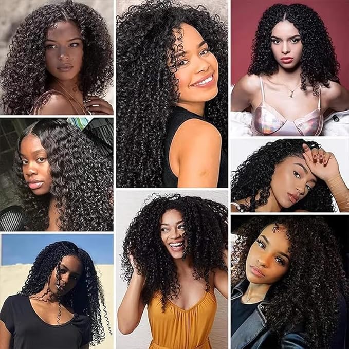 Human Hair Bundles Natural Black Kinky Curly Bundles 14 Inch Grade 8A Brazilian Virgin Remy Hair Extensions Double Weft Real Color 1B Hair Weave