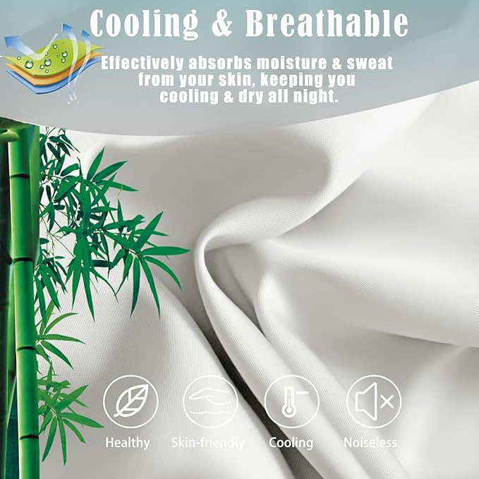 TELUS Pillow Cases Queen Size 2 Pack, Bamboo Rayon & Lyocell Pillowcase with Envelope Closure, Cooling Breathable Pillow Cover for Hot Sleeper & Night Sweats, 20x30 inch, Ivory White