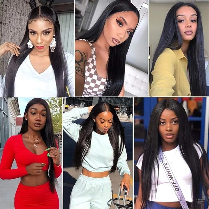Bundles Human Hair Color 1B Straight Bundle Brazilian Virgin Soft and Silky Remy Hair 3 Bundles 22 24 26 Inch Double Weft Natural Black Straight Bundle Hair Weave 300g