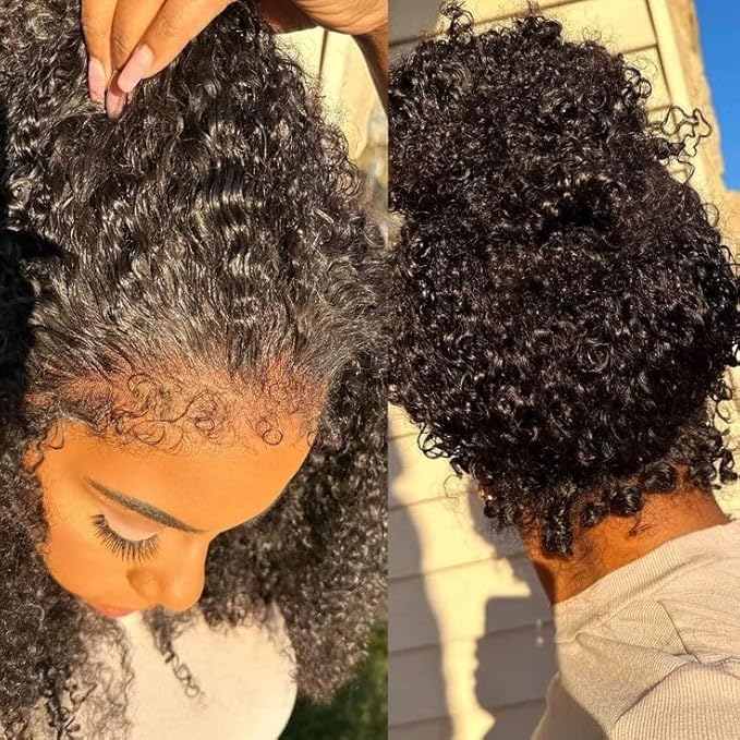 250% Density Deep Wave Human Hair Wig 13x6 Mongolian Lace Front Deep Curly Lace Front Wigs Human Hair Pre Plucked Deep Wave Frontal wig For Black Women Full And Thick (18Inch, 13x6 Wig)