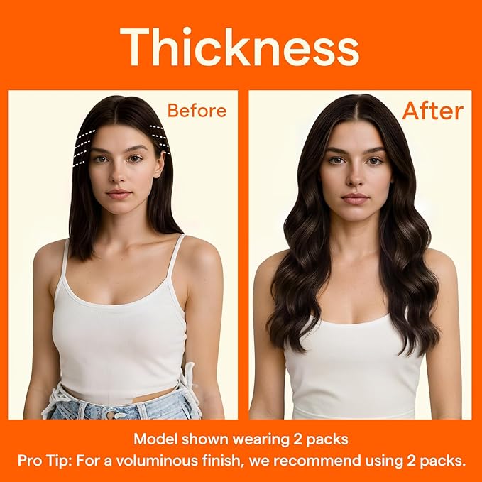 Full Shine Seamless Clip in Hair Extensions Real Human Hair, Color 2 Brown Thinning Hair Fill in Extensions, PU Weft Remy Hair Extensions Clip ins for Women, Dark Brown 4Pcs16Inch 65g