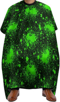 Women Green Paint Splatter Black Haircut Barber Cape Cover, Extra Large Hairdressing Apron for Home Stylists, Easy Clean