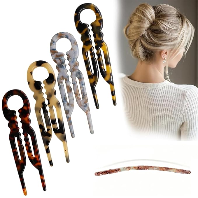 Prestige French Hair Pins - Serrated Anti-Slip Design, Curved Angle for Better Head Fit, New Elegant Hair Accessories for Women, Suitable for All Hair Types（4pcs）