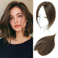 Hair Toppers for Women Real Human Hair Toppers for Women with Thinning Hair pieces with No Bangs 3 * 4Inch Hand-Tied Invisible Upgrade Swiss Base 10Inch Topper(Medium Brown)