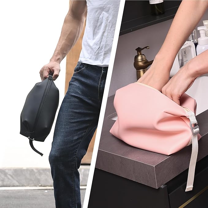 6"x 11" 6L Large Silicone Toiletry Bag,Waterproof Leakproof Foldable Travel Organizer,Dopp Kit Alternative for Men & Women,Grey