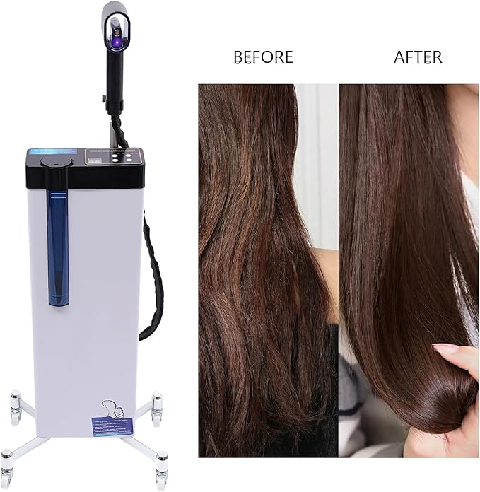 1300W Nano Hair Steamer, 3-in-1 Professional Multifunctional Negative Ions Hair Steamer Machine with Intelligent Control ＆ Pulleys for Hair Care Hair Repair Salon Spa Equipment (White)
