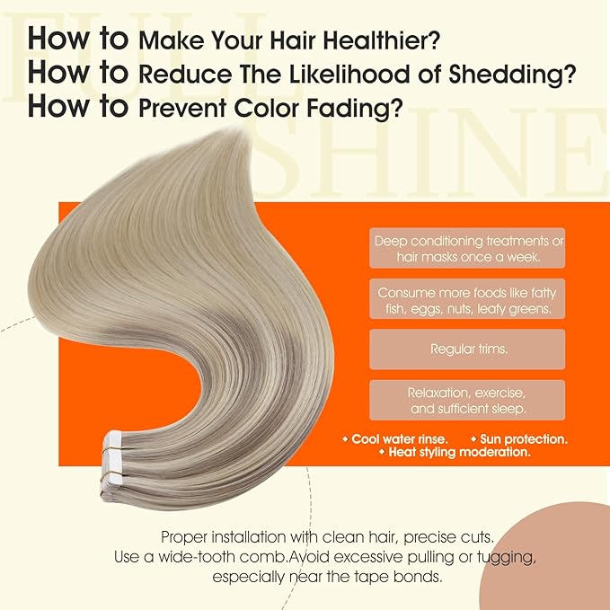 Full Shine Tape in Hair Extensions Real Human Hair Balayage Color 18 Ash Blonde Ombre 22 And 60 Blonde Seamless Tape ins Human Hair Extensions Invisible 16Inch Remy Human Hair 50G for Women 20Pcs