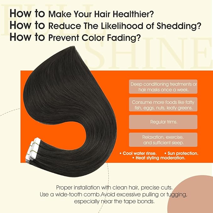 Full Shine Remy Tape in Extensions Human Hair Color 1C Mocha Brown Hair Extensions Real Human Hair Tape in 18Inch Straight Soft Skin Weft 50G 20Pcs Seamless Invisible Extension