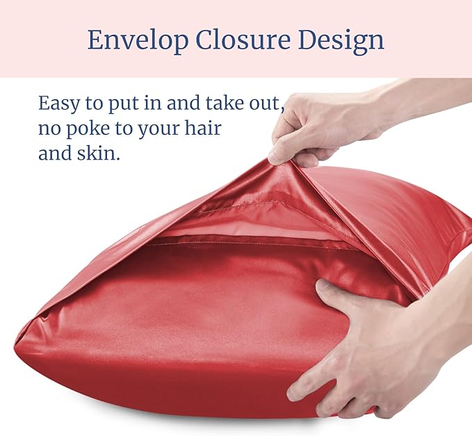 BEDELITE Satin Pillowcase for Hair and Skin, Super Soft Similar to Silk Pillow Cases 4 Pack with Envelope Closure, Cooling Pillowcases for Women Men (20"x40" King Size, Baked Apple)