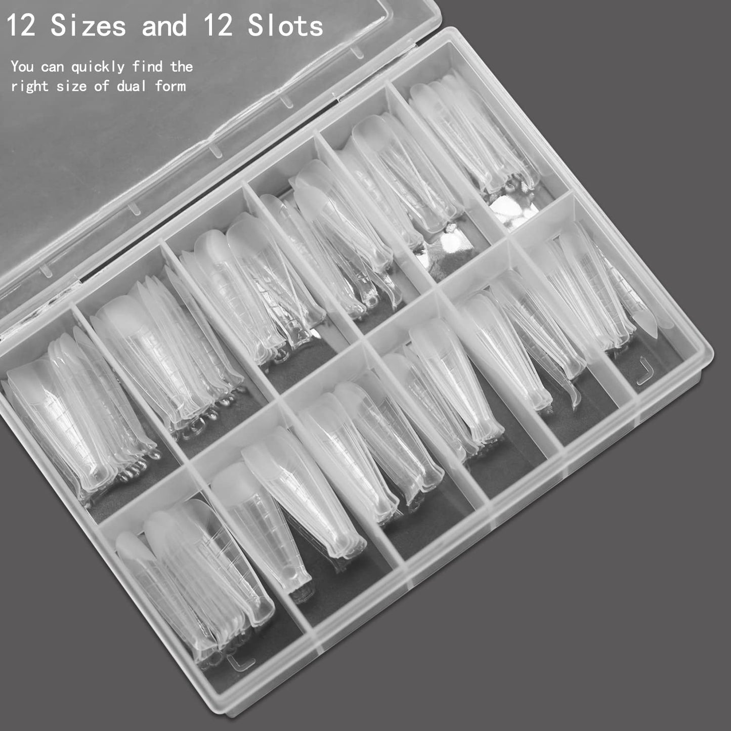 120Pcs Dual Nail Forms,T-Shape Extension Poly Nail Gel Nail Forms Full Cover Reusable Nail Molds 12 Sizes for Solid Nail Gel Glue Nail Art Design Salon&DIY
