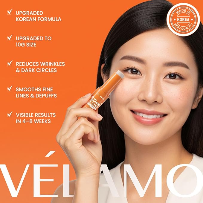 VELAMO ADVANCED Retinol Eye Balm Stick: Under Eye Cream for Dark Circles Puffiness Eye Bags Wrinkles Fine Lines - Korean Skincare Formula with Collagen, Niacinamide, Peptides & Hyaluronic Acid 2 Packs