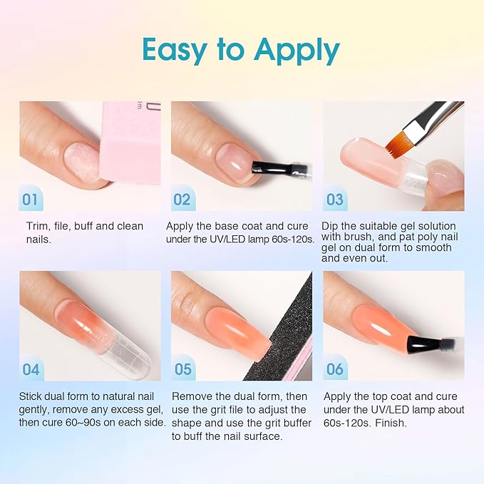 ROSALIND Poly Nail Gel Colors Kit -14 Colors +72 Nail Art Accessories kit Poly Nails Gel Kit Starter Kit with Mini UV Lamp Slip Solution Poly Nail Art Tools for Beginners with Everything