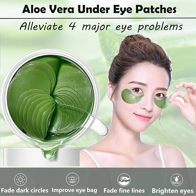 Under Eye Patches For Dark Circles, Aloe Vera Eye Mask For Puffiness, Hydrating Eye Gel Pads For Eye Bags And Wrinkles Under Eye Treatment, Improve And Firm Eye Skin Reduce Fine Lines - 30 Pairs