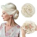 CJL HAIR Large Messy Bun Hair Piece Wavy Curly Scrunchies Synthetic Chignon Ponytail Hair Extensions Thick Updo Hairpieces for Women Platin Blonde