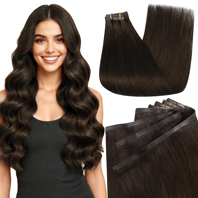 Full Shine Clip in Hair Extensions 22 inch 160g 8Pcs Seamless Human Hair Clip in Extensions Brown Remy Hair Clip ins for Women Softness
