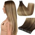 Full Shine Virgin Injection Tape in Hair Extensions Human Hair 10Gram 5Pcs Color 3/8/22 Brown And Blonde Injected Tape ins Human Hair Extensions Seamless Skin Weft 16Inch Intact Human Hair