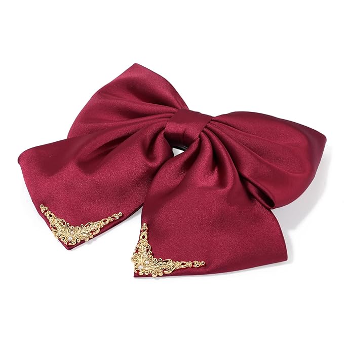 Vintage Palace Style Hair Barrette for women, SHE'S FREE STYLE JUST FOR YOU 14k Gold Plating Bow Hair Clip with Elegant Pearl, Retro Versailles Hair Accessories