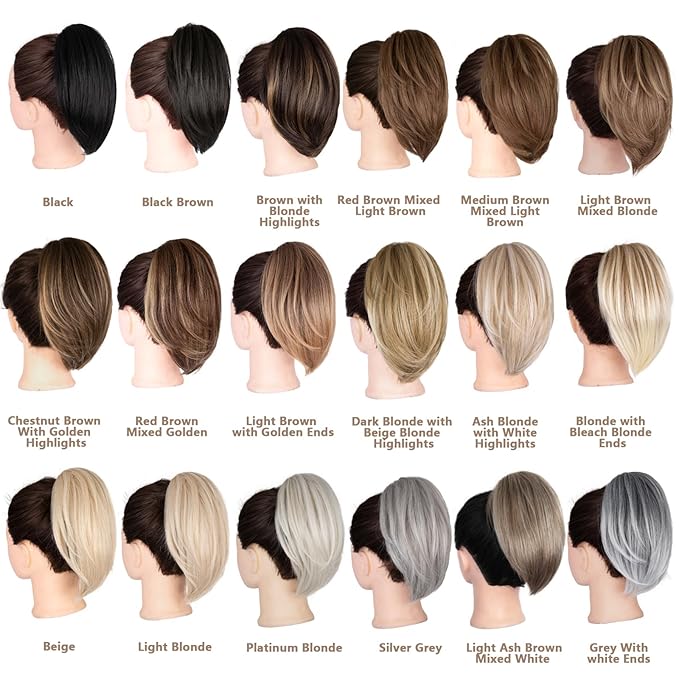 10 Inch Short Ponytail Extension - Soft Straight Pony Tails Hair Extensions, Claw Clip Ponytail Extension, Natural Short Hair Extensions Ponytail, Synthetic Hair Pieces for Women (Color: Black Brown)