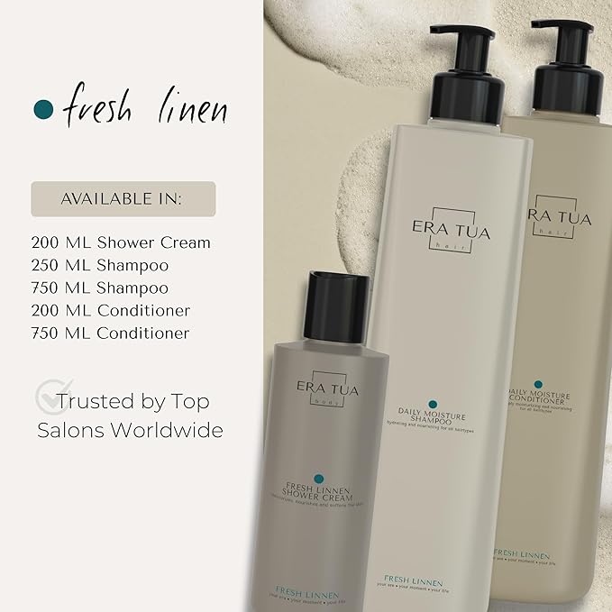 Fresh Linen Conditioner | Dutch Made & Formulated | Moisturizing & Repairing Conditioner for Dry, Damaged Hair | Uplifting Bergamot, Jasmine, argan oil & Rose Scent | 200 ml