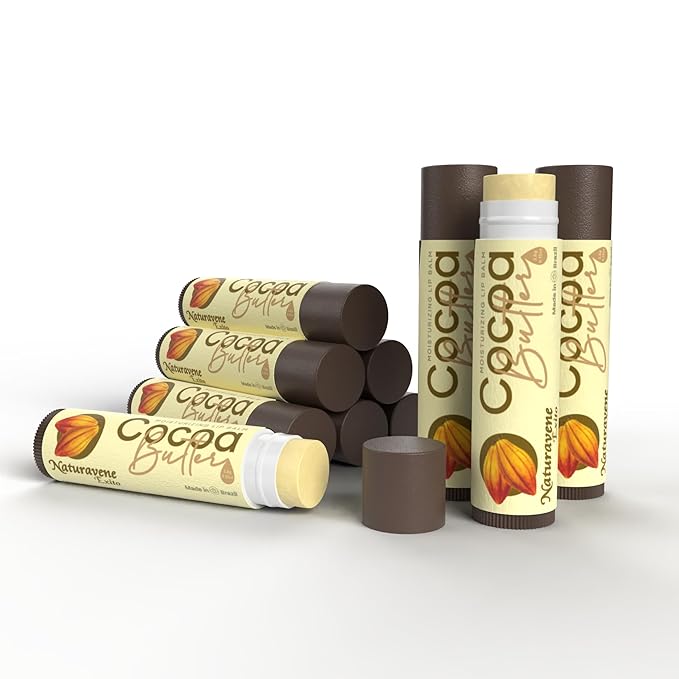 Moisturizing Lip Balm Cocoa Butter Box of 10, Moisturizing Hydrated Lips, Ligth Yellow, 0.13 Fl Oz, 1