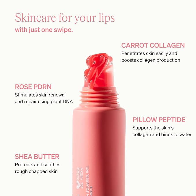 LipLock Jelly Serum for Dry Lips, Long-Lasting, Hydrating, Plumping, Glossy Mask with Rose PDRN, Carrot Collagen, Pillow Peptide, Moisturizing Tinted Lip Balm. (Peach Muse)