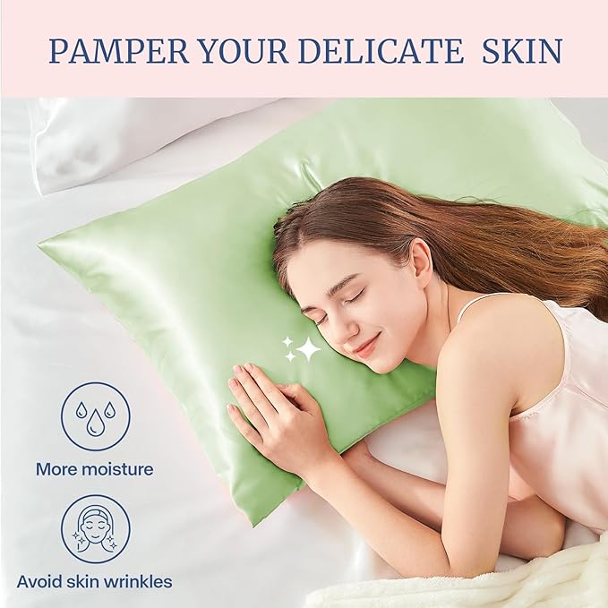 BEDELITE Satin Pillowcase for Hair and Skin, Super Soft and Cooling Similar to Silk Pillow Cases 2 Pack with Envelope Closure, Gift for Women Men(20"x40" King Size, Gleam)