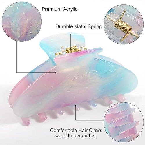 4 Pack Large Acrylic Hair Claw Clips for Women Girls, Cute Banana Barrettes Clips for Thick Thin Hair