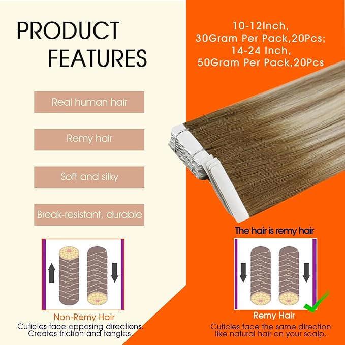 Full Shine Injection Tape in Hair Extensions Color 3/8/22 Ombre Balayage Human Hair Tape in Extensions 14Inch Seamless Skin Weft Natural Straight Remy Extension 40G 20Pcs Soft Silky