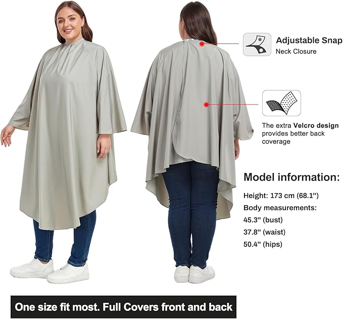Professional Barber & Salon Cape with Sleeves | Large Hair & Water Repellent Cutting Cape with Adjustable Snaps