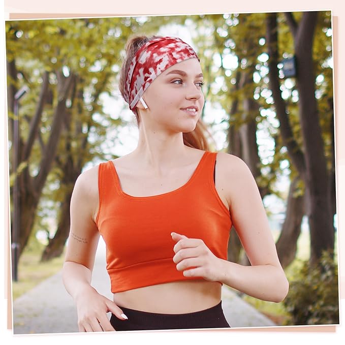 obeoby Tie Dye Headbands for Women, 8Pcs Boho Hairbands Fashion Knot Wide Headband for Daily Yoga Work, Hippie Gifts for Women