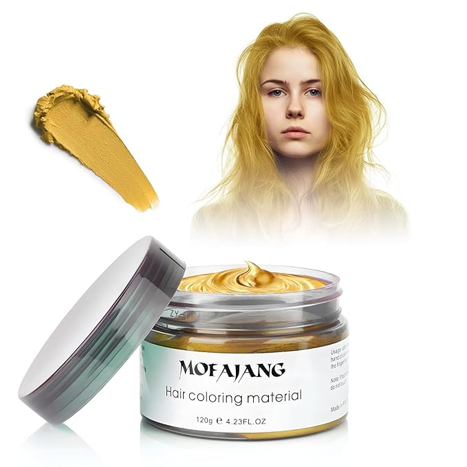 SOVONCARE Gold Temporary Hair Color Wax Washable Hair Dye for Men & Women, All-Day Hold Disposable Hair Styling Clays for Party, Cosplay & Daily 4.23 oz