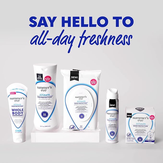 Summer's Eve, Whole Body Deodorant for Women, Ultimate Odor Control, Aluminum Free Deodorant, Fresh Scent, 3 Fl Oz