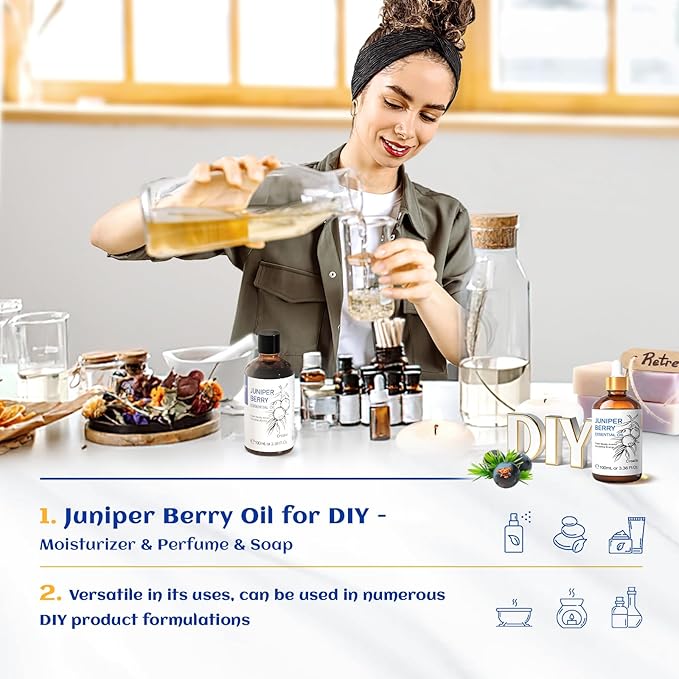 HIQILI 100ML Juniper Berry Essential Oil,100% Pure Natural Undiluted Premium - 3.38 Fl Oz