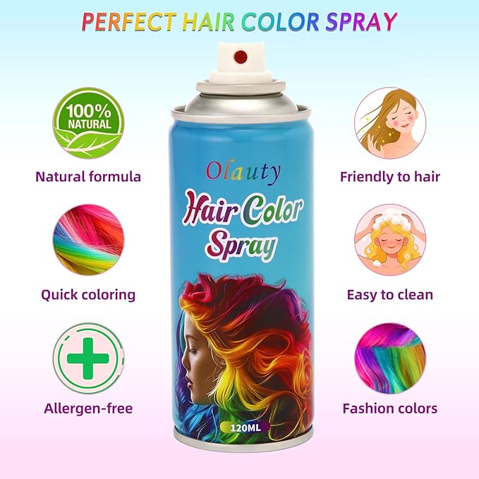 Blue Hair Spray, Temporary Hair Color Spray For Kids Women Men, Temporary Hair Dye Washable Hair Color Wax,Non-Sticky Color Hair Spray for Halloween Crazy Hair Day,Cosplay Party DIY,Christmas (Blue)
