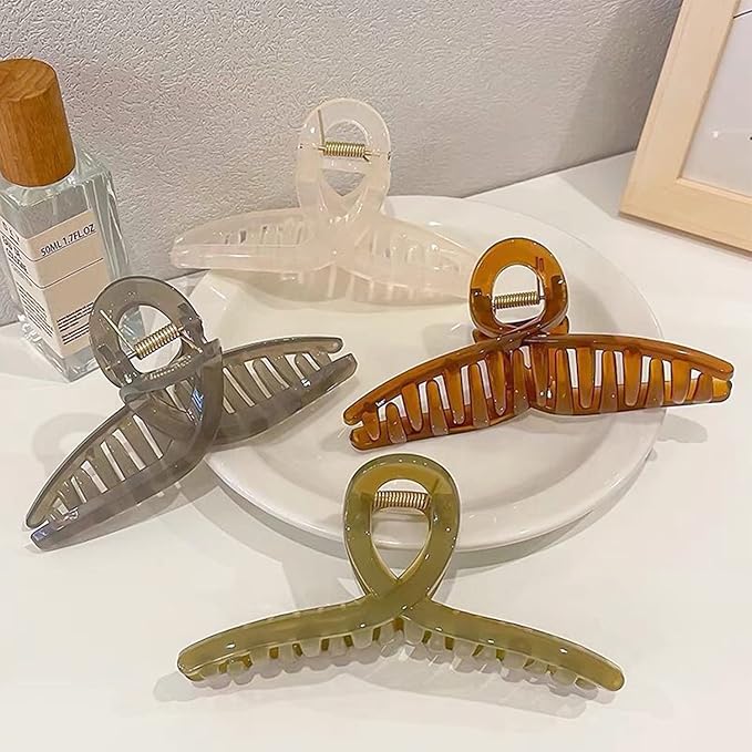 Big Hair Claw Clips for Women - 5.1 Jelly Clips, Larger Size for Long, Thick Hair, 4 Pcs