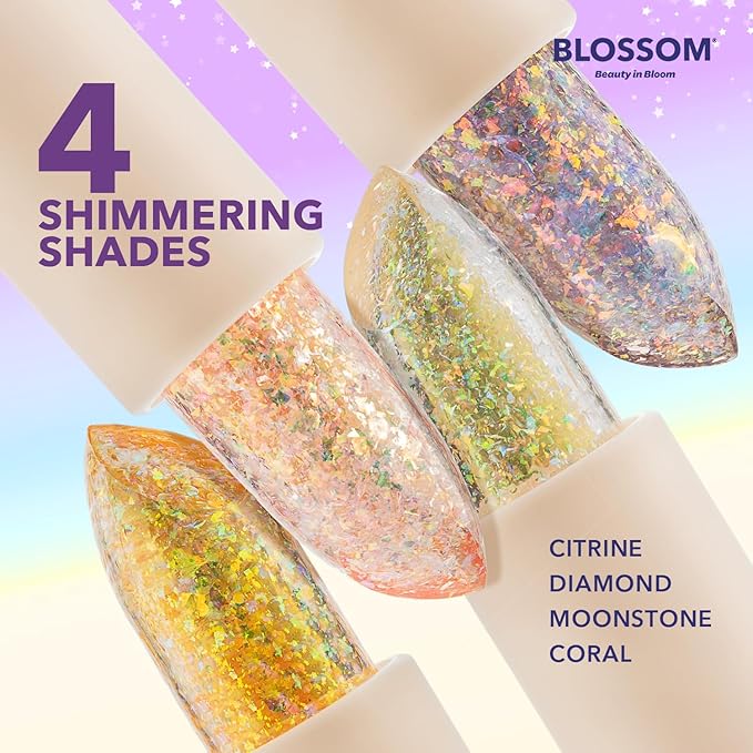 Blossom pH Adjusting Shimmering Lip Balm Moisturizing Glitter Sparkle Lip Balm, 0.12oz./3.5g, Coral