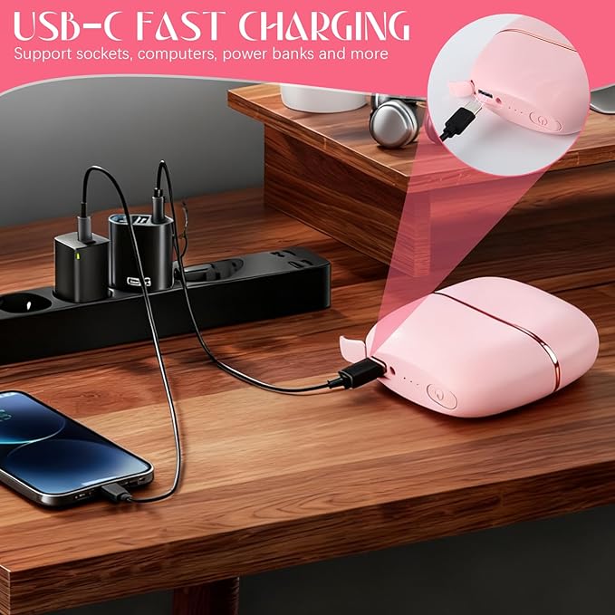 Mini Straightener, Rechargeable Portable Hair Straightener Brush, 3-Speed Temperature Control, Anti-Scald Shell, Lightweight & Portable Travel (Pink)