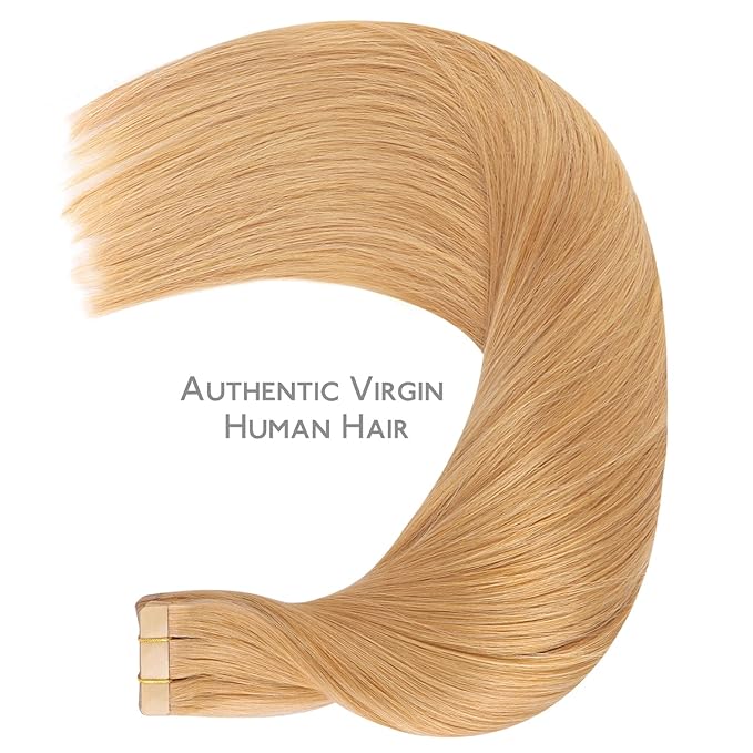 WENNALIFE Tape in Hair Extensions Human Hair, 20pcs 50g 22 inch Strawberry Blonde Remy Hair Extensions Straight Human Hair Tape in Extensions Skin Weft Tape Extensions Human Hair