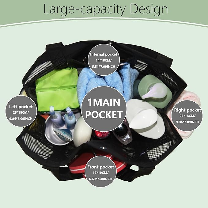 Large Mesh Shower Caddy Portable Tote,Quick Drying Bag for Travel,University Dorm,Camping,Beach,Gym,Swimming Pool,RV