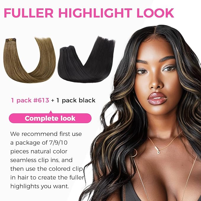 Lashey Clip in Hair Extensions Real Human Hair, 4pcs 50g Medium Brown Human Hair Extensions 22 Inch Straight Hair Extension Clips for Black Women