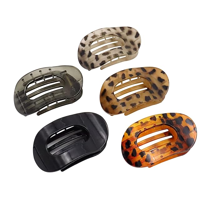 Flat Hair Claw Clips for Women,Matte Medium Hair Clips for Thick & Thin Hair- Comfortable Everyday Use for Office, Yoga, Party & Casual Styling (5PCS)