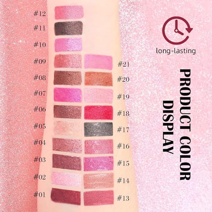 evpct Light Pink Metallic Shimmer Lip Liner and Lipstick Combo Lip Gloss Stain Set Makeup for Women Long Lasting Waterproof 24, Light Voilet Frosted Metallic Glitter Glossy Iridescent Liquid Lipstick