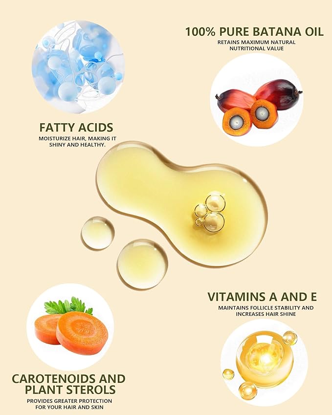 100% Natural Raw Batana Oil for Hair Growth, Dr Sebi Hair Growth Oil From Honduras, Thicker & Stronger Hair, Prevents Hair Loss, Eliminates Split Ends 4.23 Fl Oz (Pack of 2)