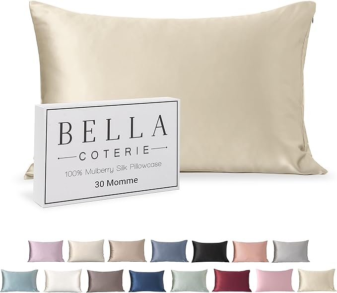 Bella Coterie Luxury Silk Pillowcase for Hair and Skin | 30 Momme | 100% Pure 6A Mulberry Silk | Super Soft | Perfectly Plush [Queen, Lemonade]