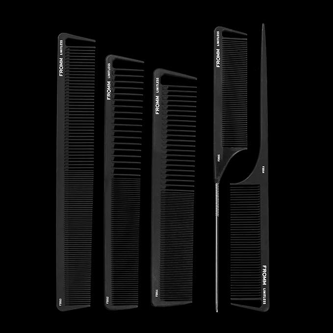 Fromm Limitless 7.5" Carbon Basin Comb with Rounded Tips and Sectioning Tooth for Cutting, Sectioning, Styling, and Detangling, Heat Resistant to 450°F