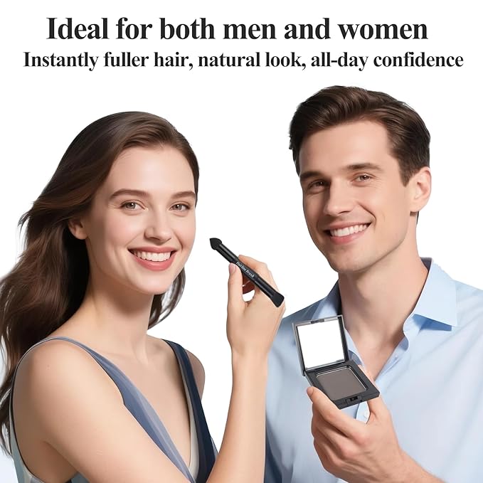VOLLUCK Root Touch up Powder, Long-lasting Gray Hair Cover up Powder for All Hair Types, Waterproof for Women and Men (Dark-Brown, 0.42 0unce)