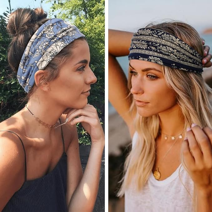 Huachi Headbands for Women Boho Elastic Hairbands for Women’s Hair Non Slip Wide Thick Head Band Fashion Soft Fabric Woman Headbands Short Hair Accessories for Women 6 Pack