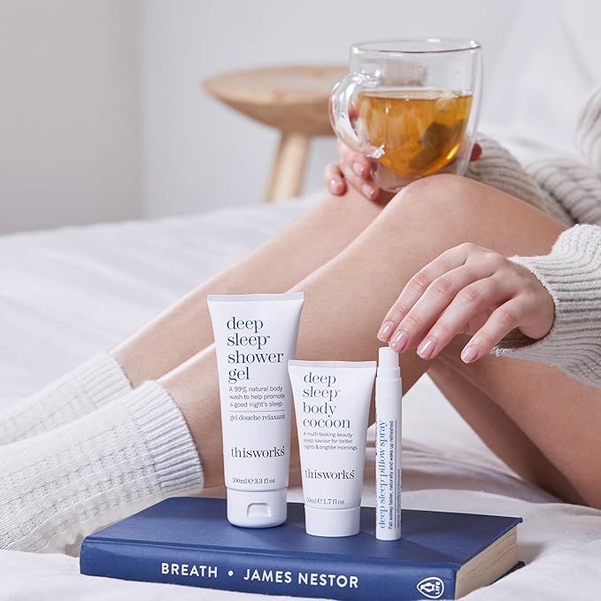 thisworks Sleep Retreat Box Gift Set: Deep Sleep Pillow Spray, Body Moisturizer and Shower Gel. Travel set to Promote Sleep with Lavender, Camomile and Vetivert