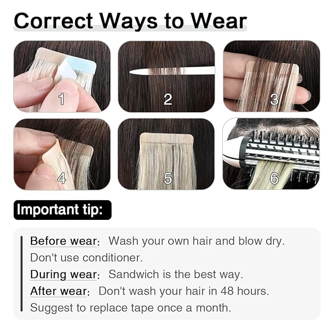 SUYYA Tape in Hair Extensions Human Hair Balayage Darkest Brown to Chestnut Brown and Light Blonde 18 Inch 50g/pack 20pcs Straight Seamless Skin Weft Tape in Real Hair Extensions(18inch #P6/16/T2)