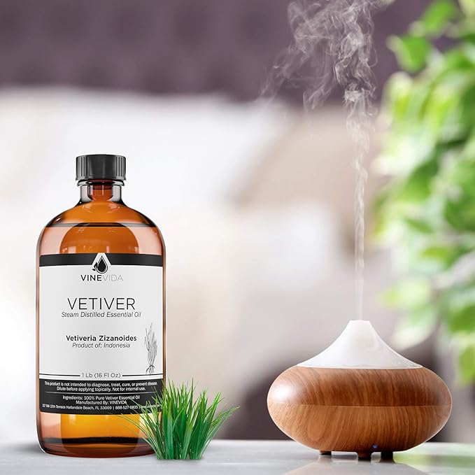 VINEVIDA Vetiver Essential Oil 16 oz - Undiluted for Candle Making, Soap Making and Skin Care - DIY Candle Scents